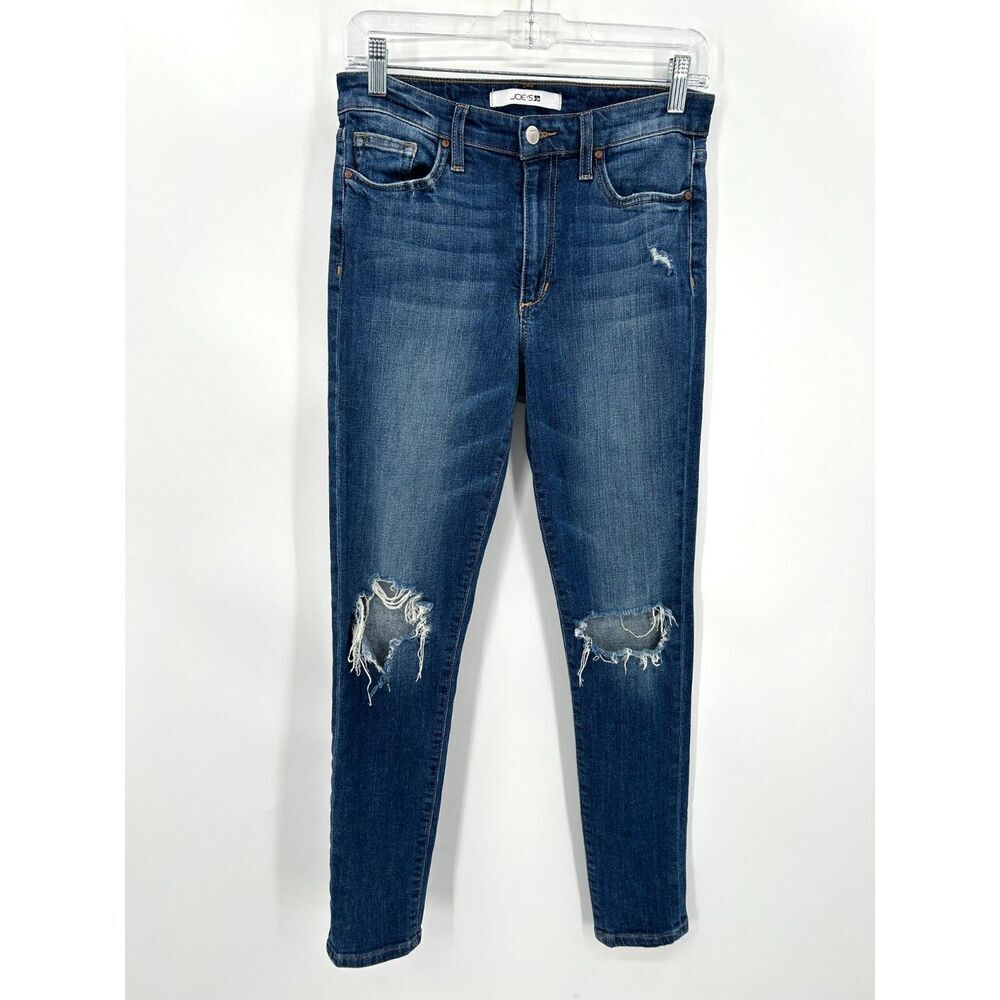JOE'S JEANS High Rise Skinny Ankle Distressed Blue Stretch Denim Jeans Size 27